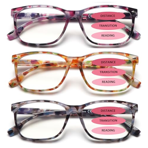 CLASAGA Progressive Multifocus Reading Glasses for Women, Pattern Print Blue Light Block Stylish Ladies Computer Readers(3 Mix Color, 2.5, x) - Image 1