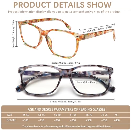 CLASAGA Progressive Multifocus Reading Glasses for Women, Pattern Print Blue Light Block Stylish Ladies Computer Readers(3 Mix Color, 2.5, x) - Image 3