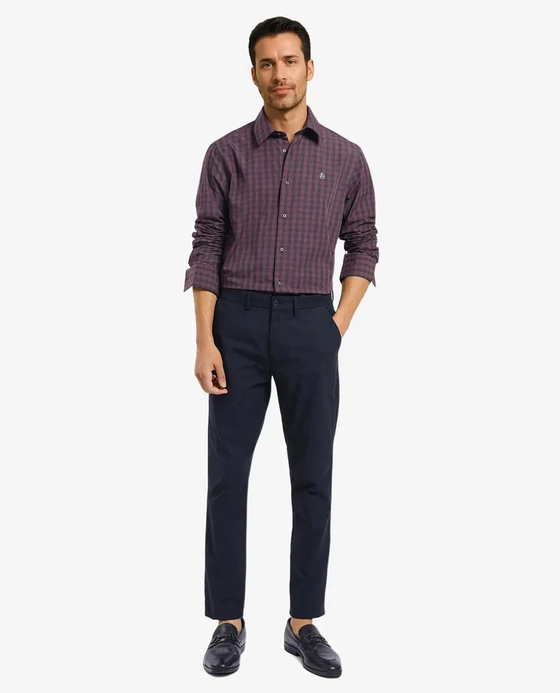 Rare Rabbit Rare Rabbit Men Otts Dark Maroon Cotton Poly Fabric Full Sleeve Regular Fit Checked Shirt