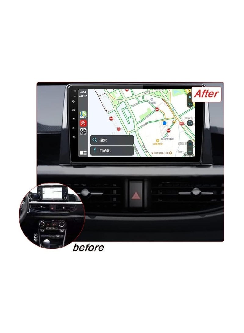 شيزا ستار شاشة أندرويد لكيا بيكانتو 2016 2017 2018 2019 4 جيجابايت رام 64 جيجابايت روم 9 بوصة تدعم Apple Carplay، شاشة لمس IPS DSP مدمجة بلوتوث USB راديو واي فاي متجر Play كاميرا احتياطية متضمنة - Image 3