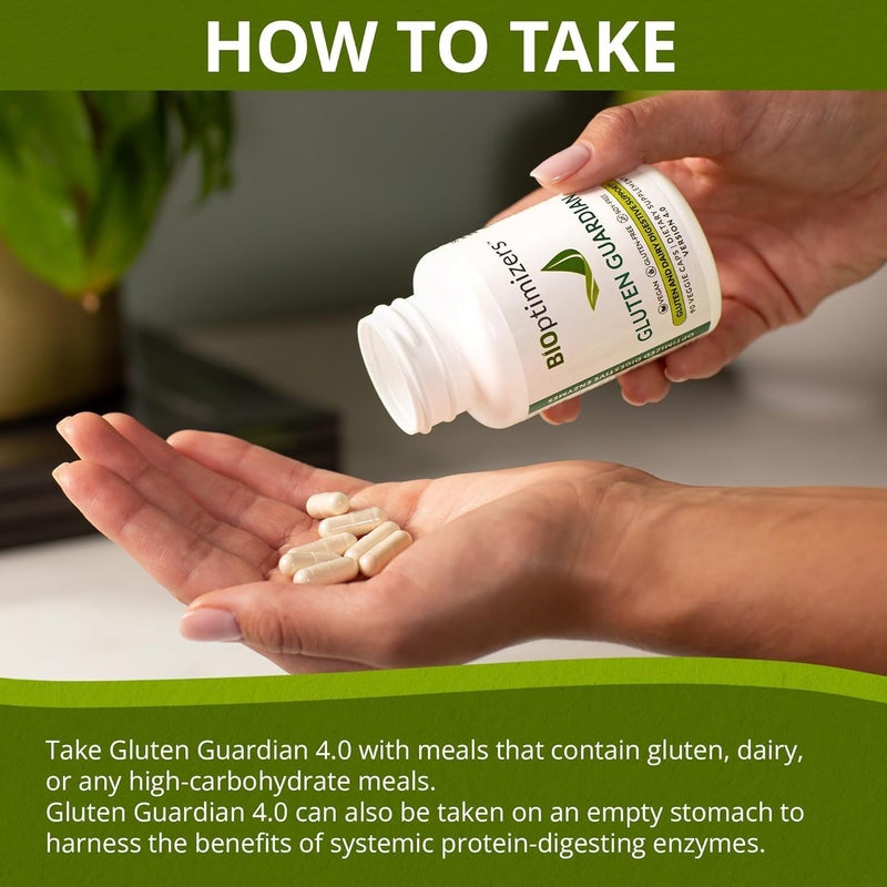 BiOptimizers Gluten Guardian 30 Enzyme Supplement for Gluten Digestion Contains DPPIV to Digest Wheat Barley Other Cereal Grains Helps Prevent Bloating Gas Indigestion 90 Capsules - Image 3