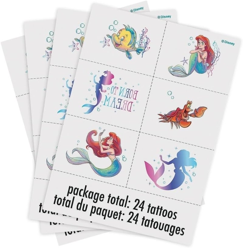 Unique Multicolor Disney The Little Mermaid Tattoos (24 Count) - Transform Your Skin with Magical, Long-lasting Designs, Perfect Party Favors for Mermaid Lovers