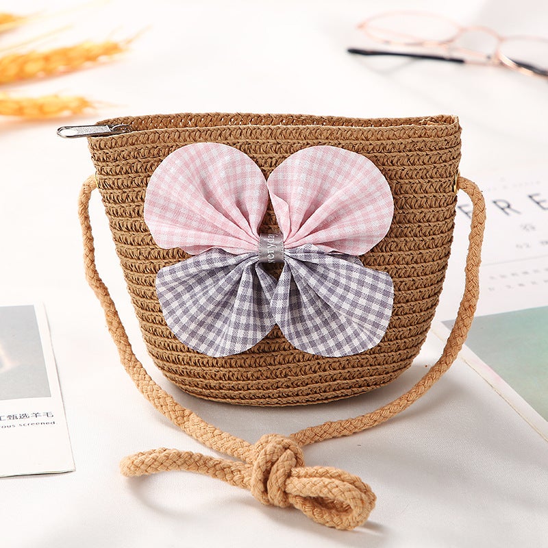 Girls Trendy Crossbody Mini PurseTwo-tone bow bag Brown Two-tone bow bag Brown 