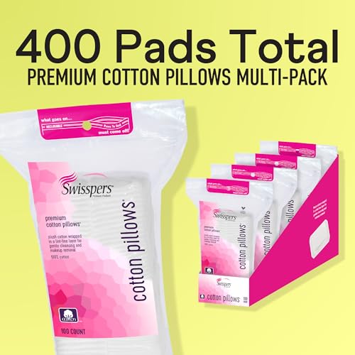 Swisspers Premium Cotton Pillows - 100% Natural, Ultra-Soft Beauty Essentials for Face, Eyes & More - Cruelty-Free, Vegan Skincare Pads for Women, Men & Pets (100 Count) 4 Pack - Image 2