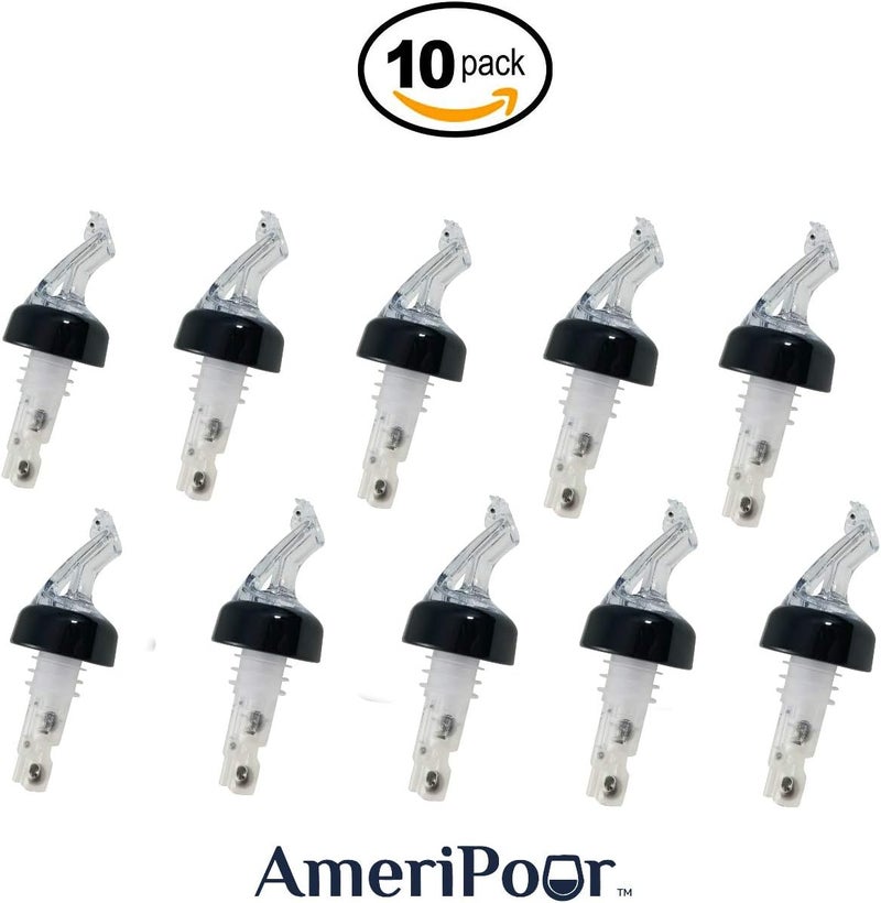 AmeriPour Measured Pourer - Liquor Bottle Pourers - Collared -(10pk) Made 100% In USA. Bar Spouts That Don't Leak - No Cracks. A Perfect Pour Everytime. Great For Wine! (Clear, 1.25oz (37ml) - Image 2