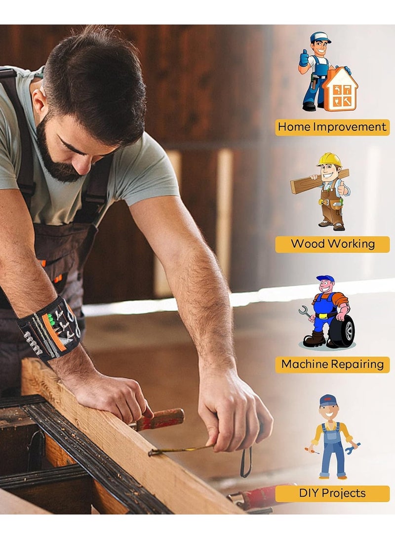 Valentines Day Gifts for Him Boyfriend Husband, Magnetic Wristband for Tools, Cool Gadgets for Men Dad, Tool Belts with 15 Strong Magnets for Holding Screws, Nails, Wrenches, Drill Bits - Image 4