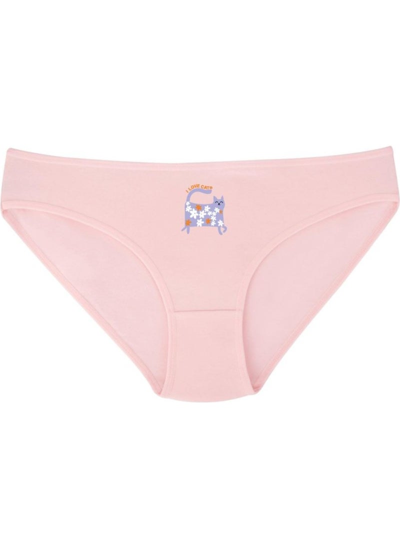 EQru Girls 3 Piece Bikini Panties Flower and Cat Patterned 3-Pack Slip  - Image 3