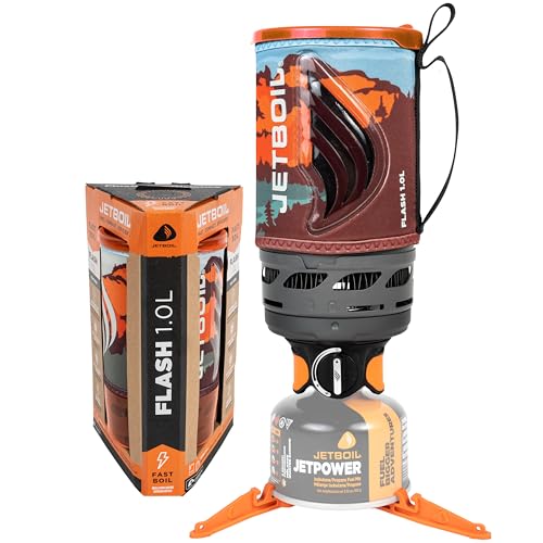 Jetboil Flash 10L Portable Fast Boil Stove for Camping and Backpacking with 1Step Auto Ignition PropaneIsobutane Burner with Cooking Cup Mountainscape - Image 1