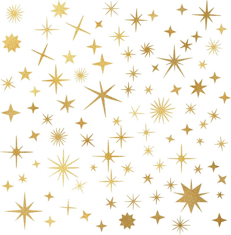 Sparkle Decals Star Wall Decals Nursery Wall Decal Kids Room Decor Stars Walls Art Murals Baby Room Star Stickers Peel and Stick Removable Decal Celestial Decoration(Vintage Gold)