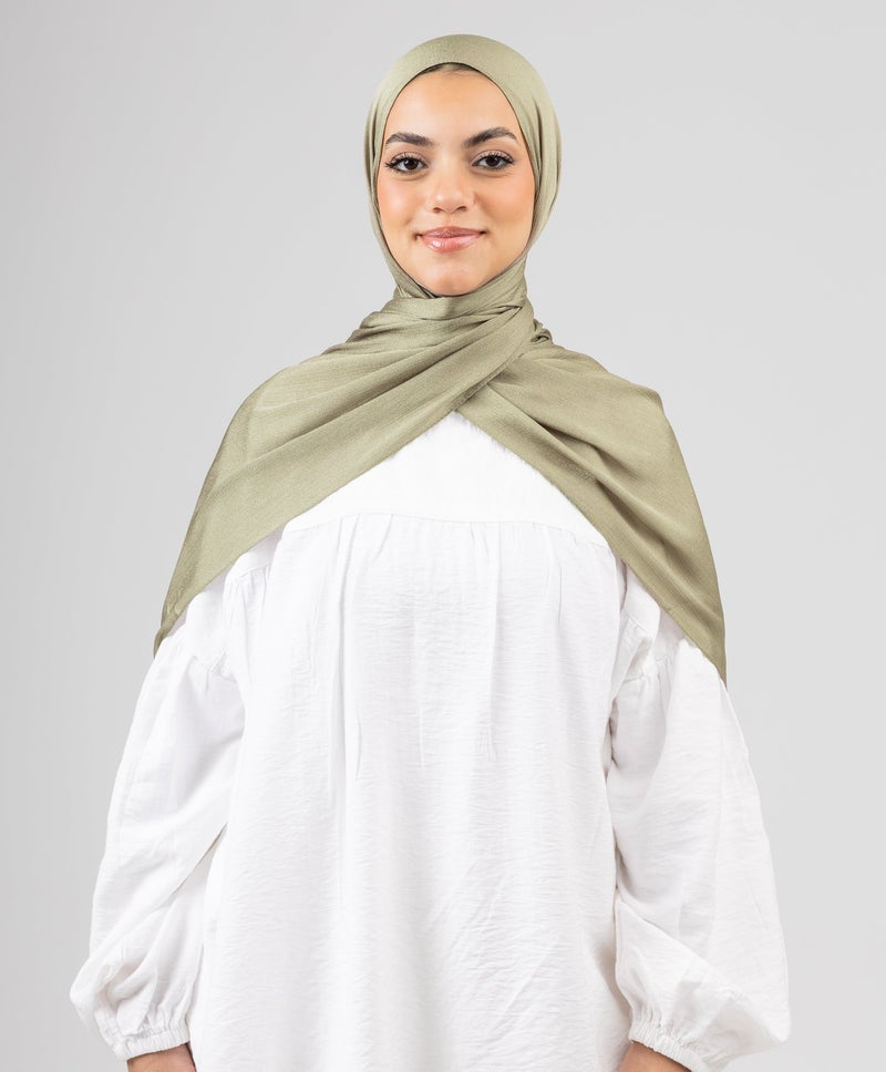 طرحة حرير خضراء زيتونية أنيقة
