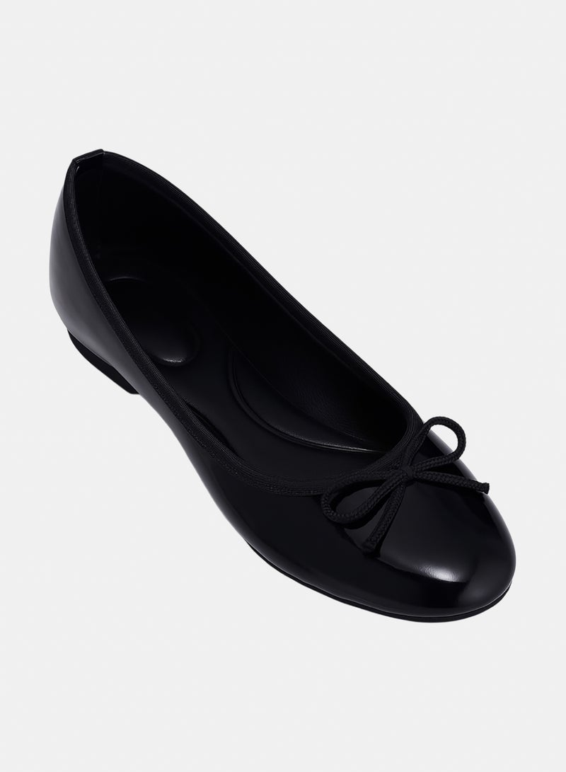 OG Classic Ballerina Flats glossy black – Patent Leather Look With Bow Detail - Image 2