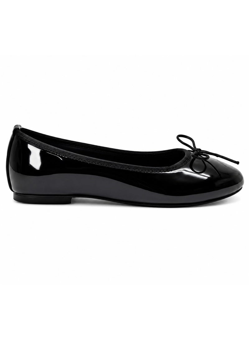OG Classic Ballerina Flats glossy black – Patent Leather Look With Bow Detail - Image 1