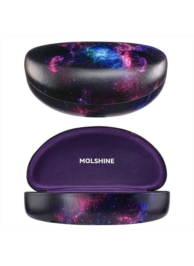 molshine Hard Shell Sunglasses Case,Large Glasses Case for Women Men Oversized Sunglass Eyeglasses (Purple Starry Sky)  - Image 1