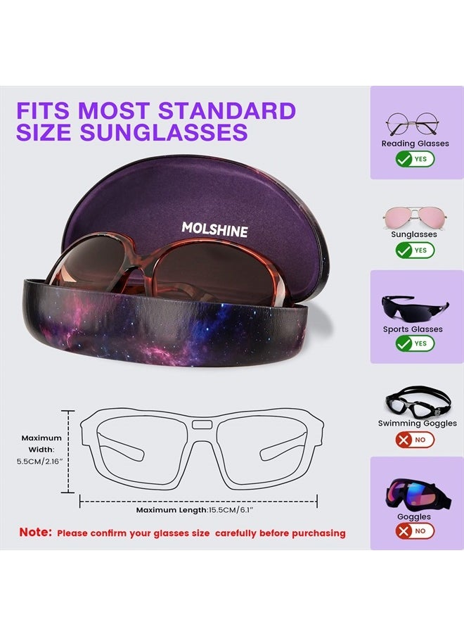 molshine Hard Shell Sunglasses Case,Large Glasses Case for Women Men Oversized Sunglass Eyeglasses (Purple Starry Sky)  - Image 3