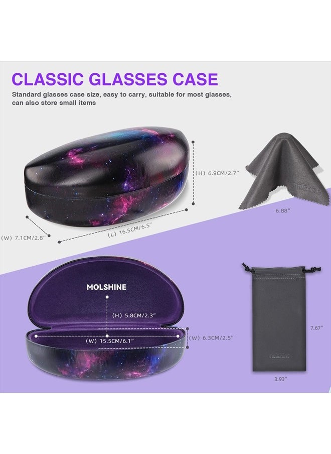 molshine Hard Shell Sunglasses Case,Large Glasses Case for Women Men Oversized Sunglass Eyeglasses (Purple Starry Sky)  - Image 2