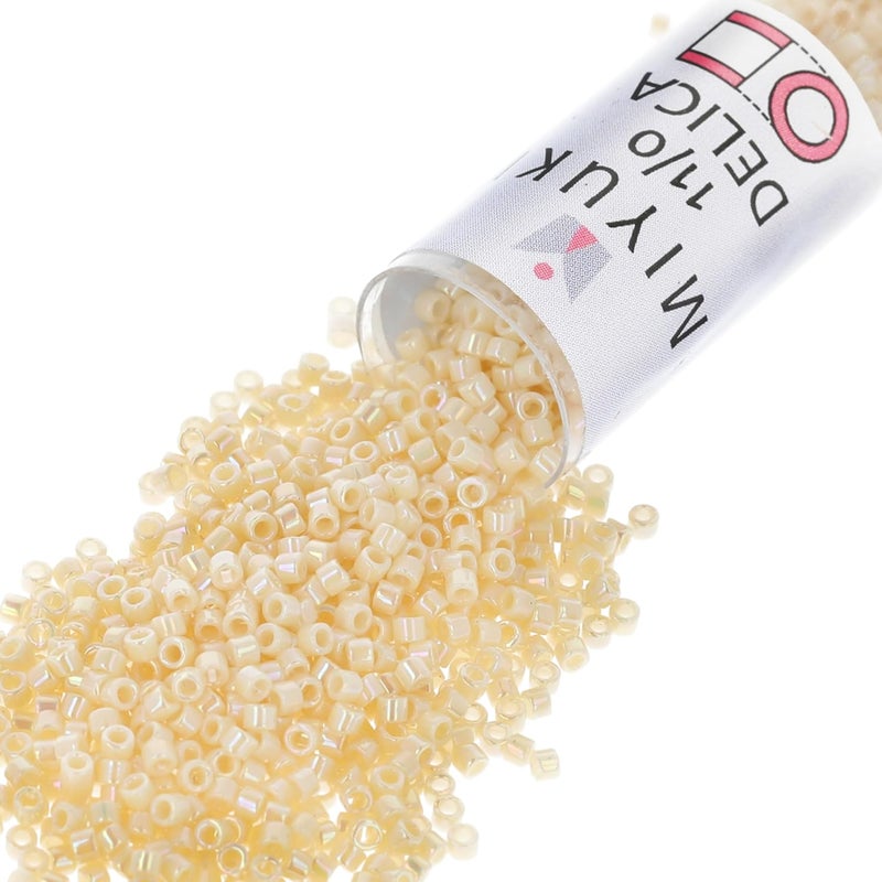 Miyuki Delica Seed Beads 11/0 Opaque Cream AB DB157 - 6.8 Grams - Image 1