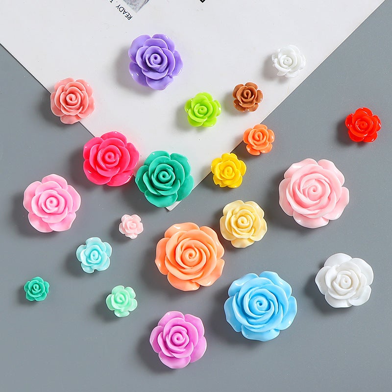 Artificial Rose Flower Resin Beads for DIY Jewelry Making - Image 2