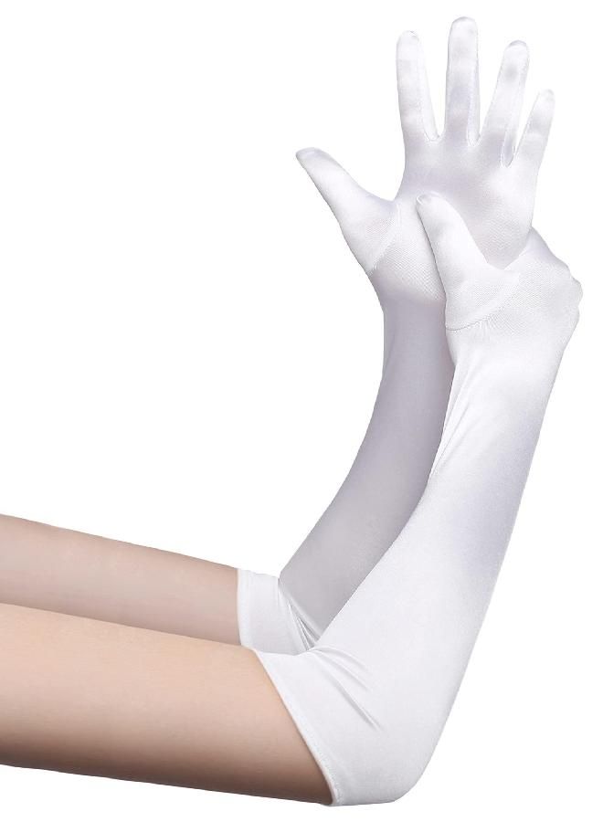 BABEYOND Long Opera Party 20s Satin Gloves Stretchy Adult Size Elbow Length