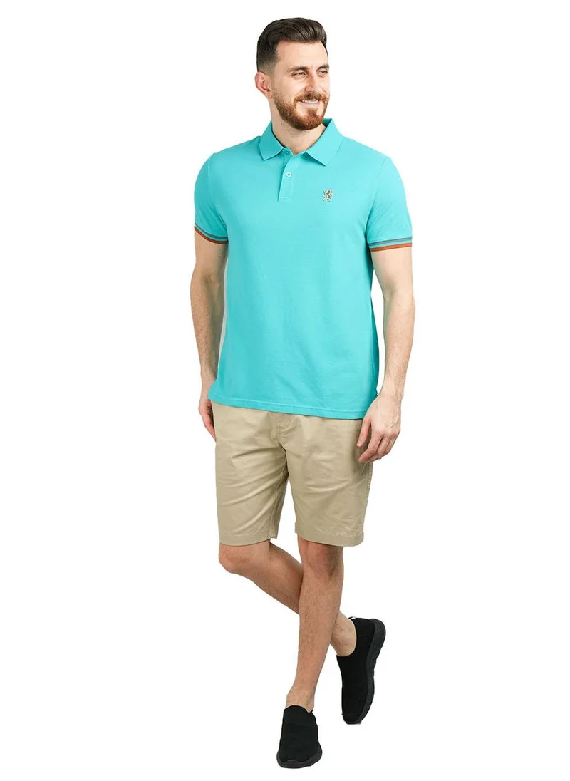 GIORDANO Men's Performance Slim Fit Lion Embroidery Solid Polo