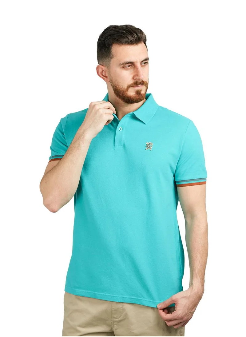GIORDANO Men's Performance Slim Fit Lion Embroidery Solid Polo