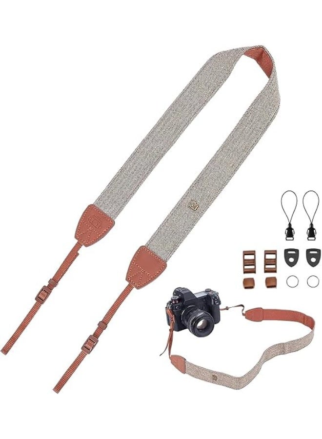 SYOSI Adjustable Camera Neck Strap, Camera Strap, Brown Cotton Woven Shoulder Strap for DSLR, SLR, Camcorder, Digital Camera, Binocular, Video Equipment, Secure and Comfortable, Handmade Style (Brown) - Image 1