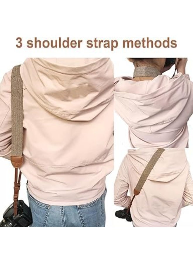 SYOSI Adjustable Camera Neck Strap, Camera Strap, Brown Cotton Woven Shoulder Strap for DSLR, SLR, Camcorder, Digital Camera, Binocular, Video Equipment, Secure and Comfortable, Handmade Style (Brown) - Image 4