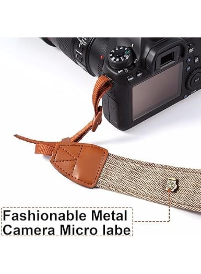 SYOSI Adjustable Camera Neck Strap, Camera Strap, Brown Cotton Woven Shoulder Strap for DSLR, SLR, Camcorder, Digital Camera, Binocular, Video Equipment, Secure and Comfortable, Handmade Style (Brown) - Image 2