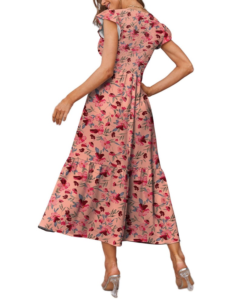 OFEEFAN Petite Maxi Dresses for Women Petite Length Floral Dress for Women Pink XS - Image 3
