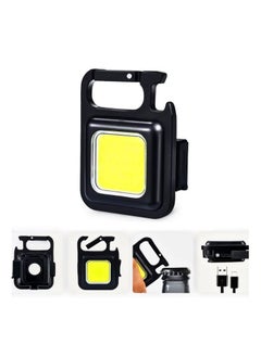 YOMNA Pack of 1 Key Chain LED Light 800 Lumens COB Rechargeable Keychain Mini Flashlight 4 Light Modes Portable Pocket Light with Folding Bracket Bottle Opener and Magnet Base for Fishing Walking Camping  - Image 2