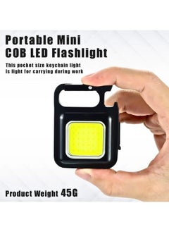 YOMNA Pack of 1 Key Chain LED Light 800 Lumens COB Rechargeable Keychain Mini Flashlight 4 Light Modes Portable Pocket Light with Folding Bracket Bottle Opener and Magnet Base for Fishing Walking Camping  - Image 5
