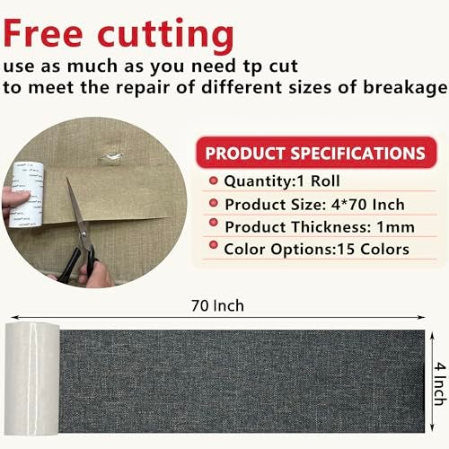 Gheeidau Linen Repair Tape 4x70 Inch Self-Adhesive Couch Patch Repair Fabric Patch for Furniture,Sofas,Cushion,Chairs,Bags,Linen Goods(Dark Grey) - Image 4