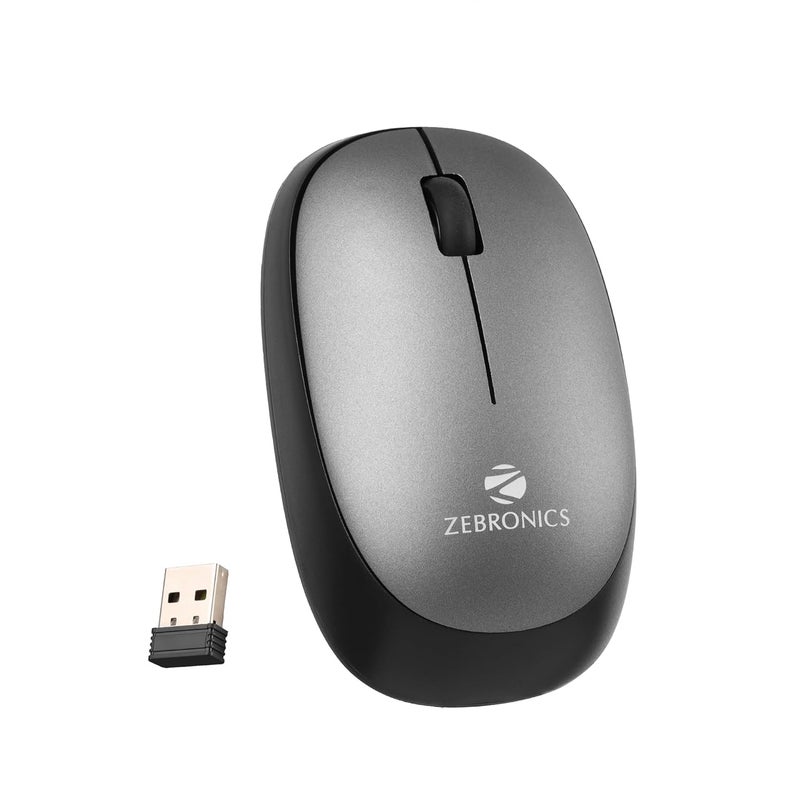 ZEBRONICS مجموعة لوحة مفاتيح وفأرة لاسلكية Companion 104 بتردد 2.4GHz، 100 مفتاح، مفاتيح مطبوعة بالليزر، مفاتيح وسائط متعددة مدمجة، فأرة بثلاثة أزرار، 1200 DPI، دقة عالية، مستشعر بصري متقدم (رمادي) - Image 3