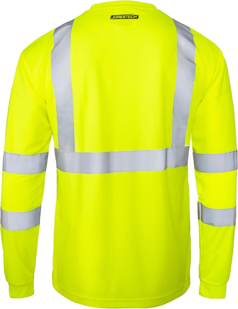 JORESTECH Safety Shirt High Visibility Reflective Yellow Long Sleeve with Front Pocket ANSI Class 3 Type R - Image 3