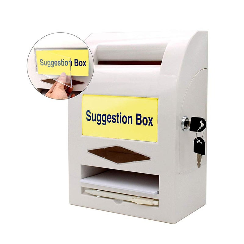 mioni Locking Suggestion Box with Pen for Wall or Countertop, 6 Tag Options - Image 1