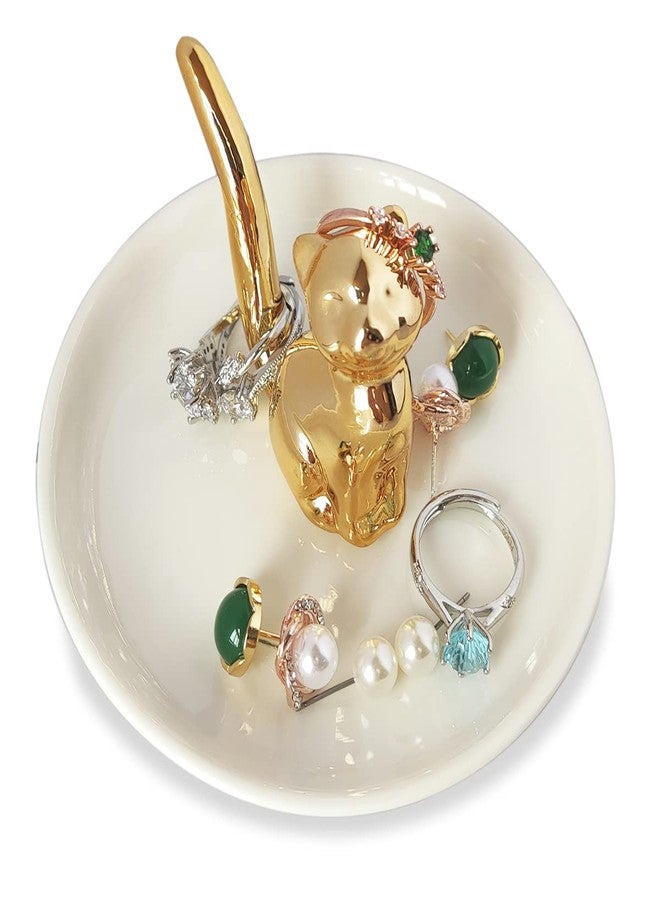Bealuffe Ring Holder Ceramic Ring Dish for Jewelry Wedding Engagement Cute Ceramic Ring Tray Holder (Cat Style) - Image 5