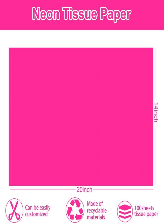 Whaline 100 Sheets Neon Tissue Paper Fluorescent Color Wrapping Paper Green Pink Blue Orange Decorative Art Paper for Birthday Baby Shower Party DIY Crafts, 14 x 20 Inch - Image 2