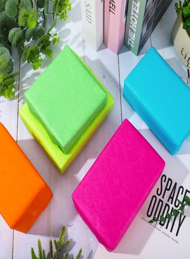 Whaline 100 Sheets Neon Tissue Paper Fluorescent Color Wrapping Paper Green Pink Blue Orange Decorative Art Paper for Birthday Baby Shower Party DIY Crafts, 14 x 20 Inch - Image 4