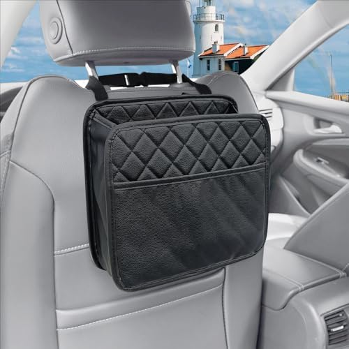 LTDCVTR Car Seat Organizer Backseat, PU Leather Hanging Storage Bag with Multiple Pockets, Multipurpose Waterproof Car Organizer Foldable 2.14 Gallon Large Capacity Auto Accessories for Most Cars - Image 1