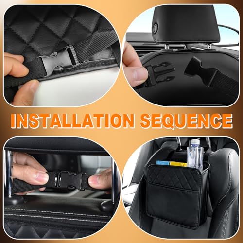 LTDCVTR Car Seat Organizer Backseat, PU Leather Hanging Storage Bag with Multiple Pockets, Multipurpose Waterproof Car Organizer Foldable 2.14 Gallon Large Capacity Auto Accessories for Most Cars - Image 4