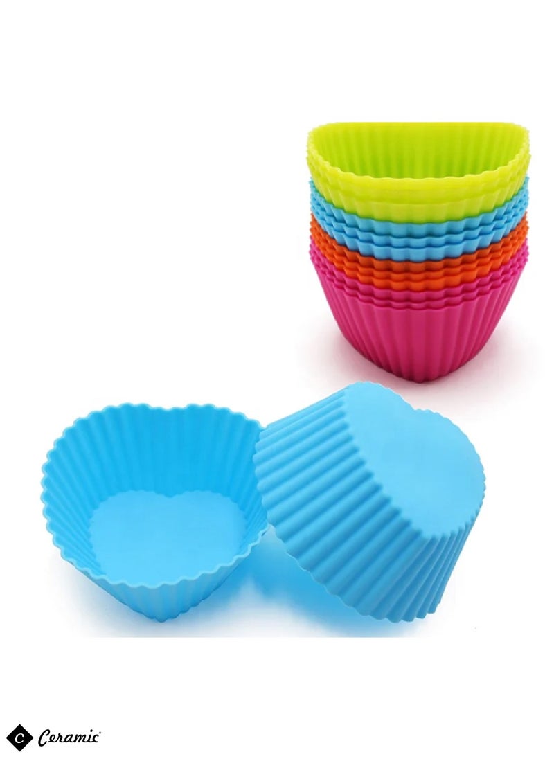 CERAMIC Silicone Muffin 42 Pack Cups Selizo Silicone Cupcake Baking Cups Reusable Muffin Liners Cupcake Wrapper Cups Holders for Muffins Cupcakes and Candies  - Image 2