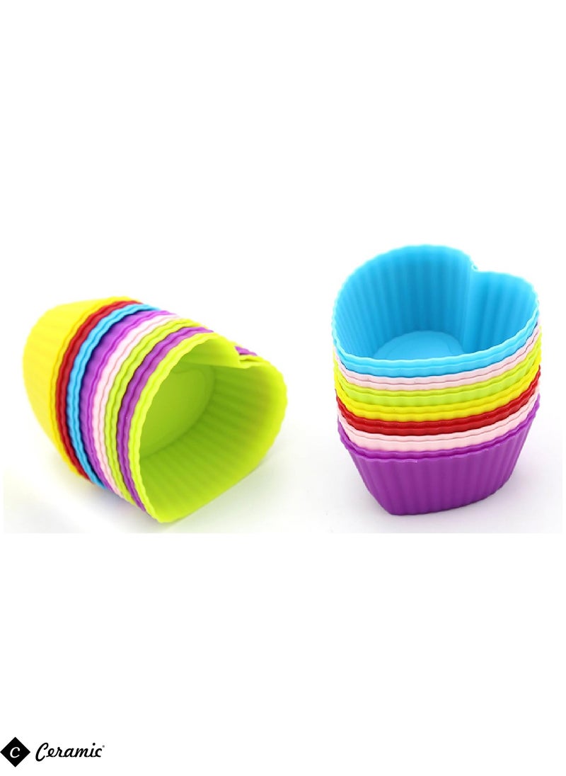 CERAMIC Silicone Muffin 42 Pack Cups Selizo Silicone Cupcake Baking Cups Reusable Muffin Liners Cupcake Wrapper Cups Holders for Muffins Cupcakes and Candies  - Image 3