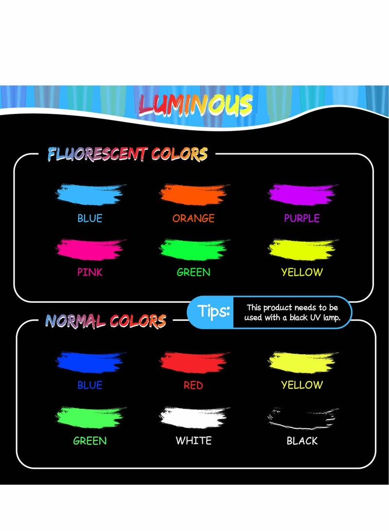 12 Colors Glow in The Dark Face Paint Crayons Non-Toxic Body Painting Kit for Parties and Events Under UV Light - Image 4