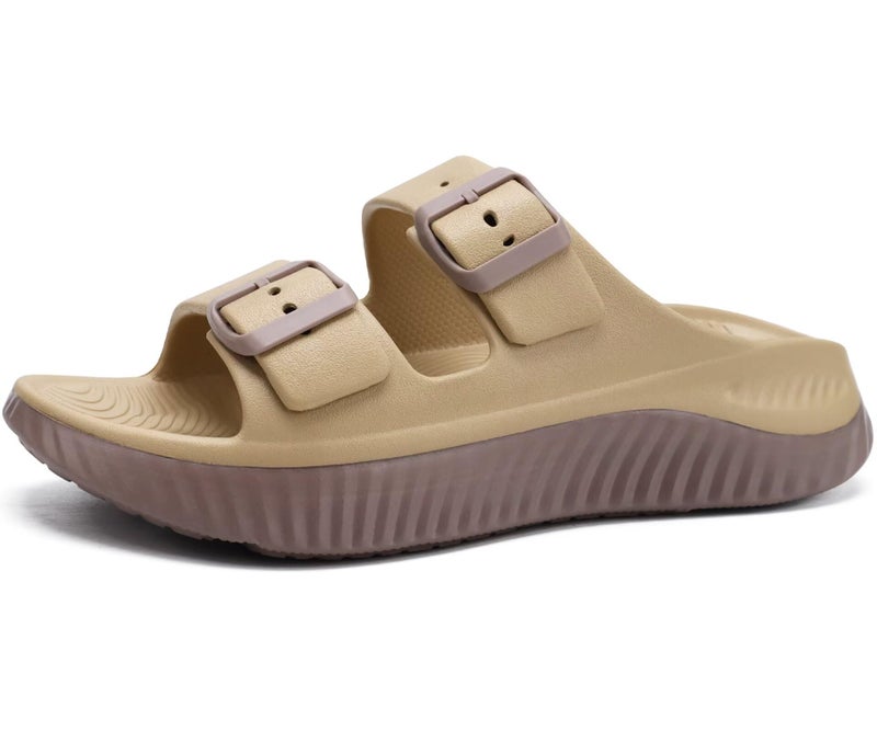 KuaiLu Womens Recovery Sandals Comfortable Plantar Fasciitis Arch Support Ladies Orthopedic Sport Slides Open Toe Slip On Thick Athletic Cushion Slippers Summer Pool Beach Walking Shoes Khaki Size 10 - Image 1