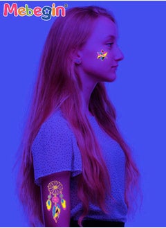 MEBEGIN 8 Sheets Luminous Temporary Tattoos Stickers, Waterproof Long-lasting Tattoos, High-quality Face and Body Stickers with Attractive Design, Easy to Use and Remove, Versatile Party Decoration  - Image 5