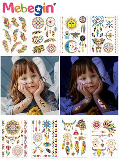 MEBEGIN 8 Sheets Luminous Temporary Tattoos Stickers, Waterproof Long-lasting Tattoos, High-quality Face and Body Stickers with Attractive Design, Easy to Use and Remove, Versatile Party Decoration  - Image 1