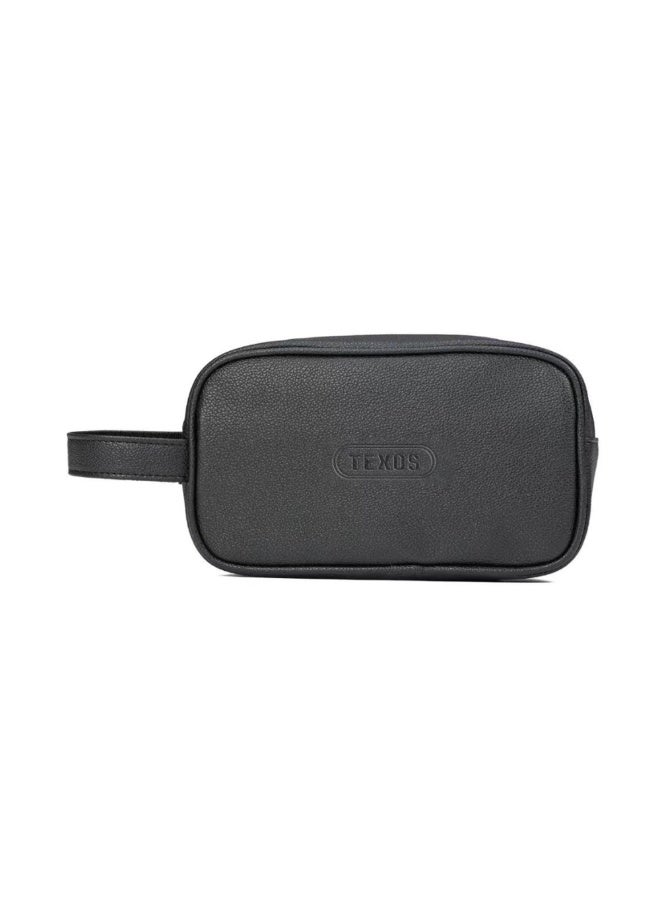 Texos LB-19 Easy Hand Carrying Premium Leather Pouch Bag For Men With Strong Top Handle- Black