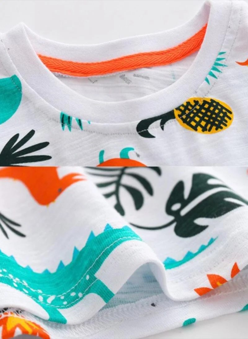 YUNIQEE White Printed Pure Cotton Round Neck T-shirt