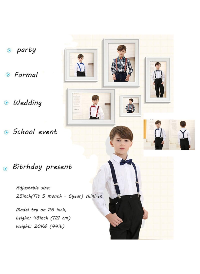 S SYMEFER - S SYMEFER Y Shaped Suspender With Bow Ties Set for Child Kids, One Size Fully Adjustable Suspenders Braces Bowtie Set Gift Idea For Kids Boys And Girls-Black - Image 1
