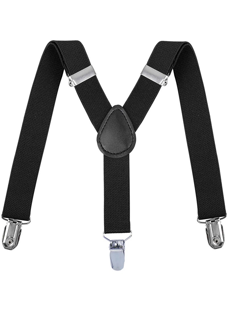 S SYMEFER - S SYMEFER Y Shaped Suspender With Bow Ties Set for Child Kids, One Size Fully Adjustable Suspenders Braces Bowtie Set Gift Idea For Kids Boys And Girls-Black - Image 1