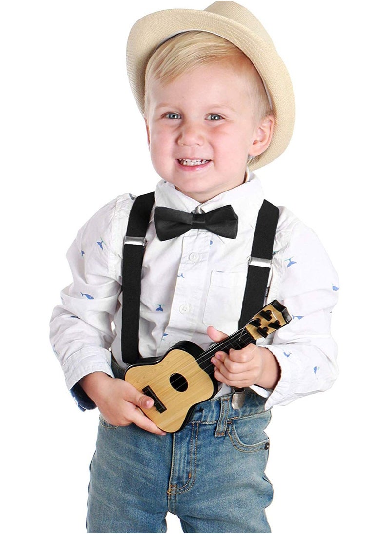 S SYMEFER - S SYMEFER Y Shaped Suspender With Bow Ties Set for Child Kids, One Size Fully Adjustable Suspenders Braces Bowtie Set Gift Idea For Kids Boys And Girls-Black - Image 1